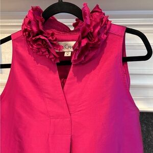 Sara Campbell raspberry colored multi ruffled collar blouse. Size medium.